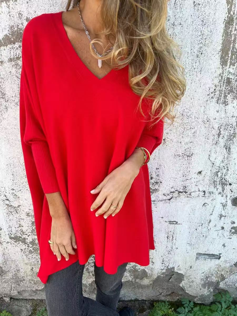 Damestrui Oversized met V-hals en Gebreid Patroon Lizzy