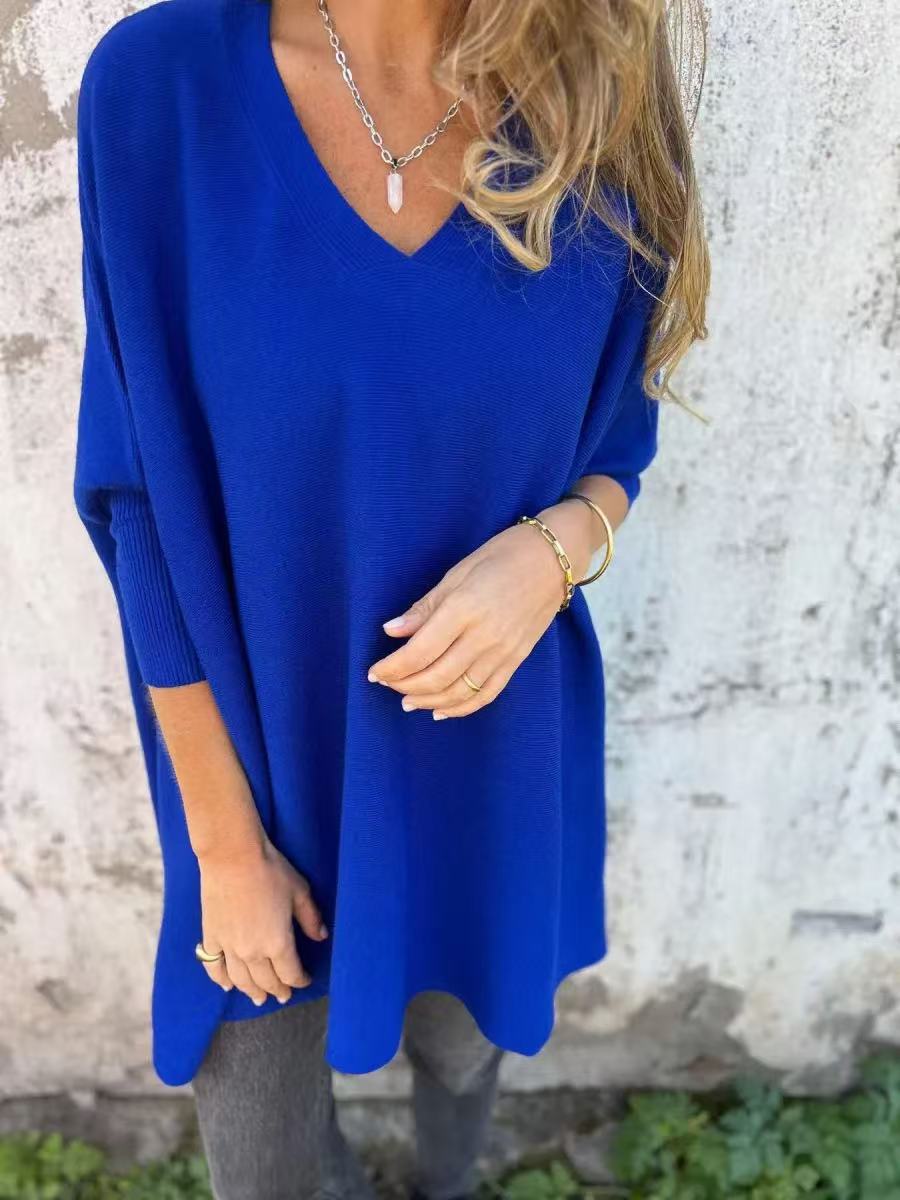 Damestrui Oversized met V-hals en Gebreid Patroon Lizzy