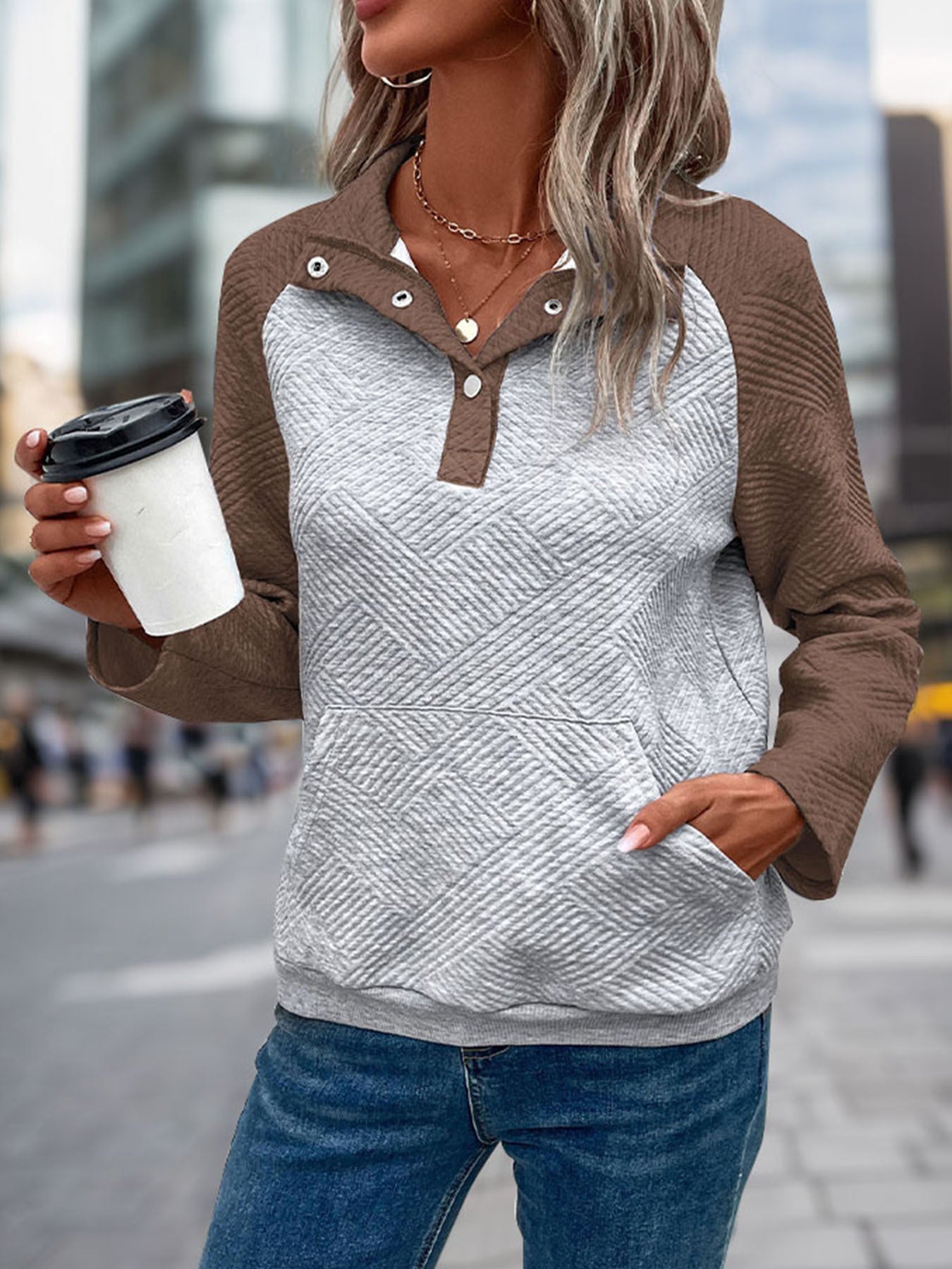 Dames Sweater met Halve Rits