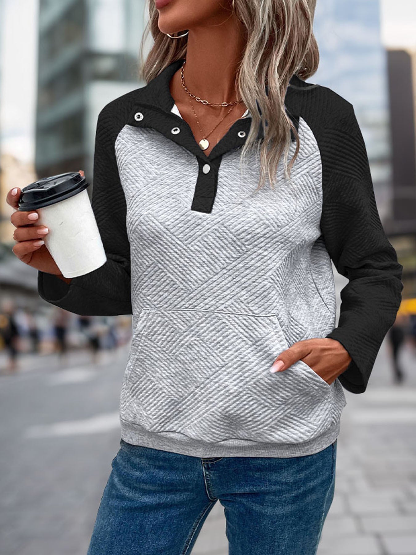 Dames Sweater met Halve Rits