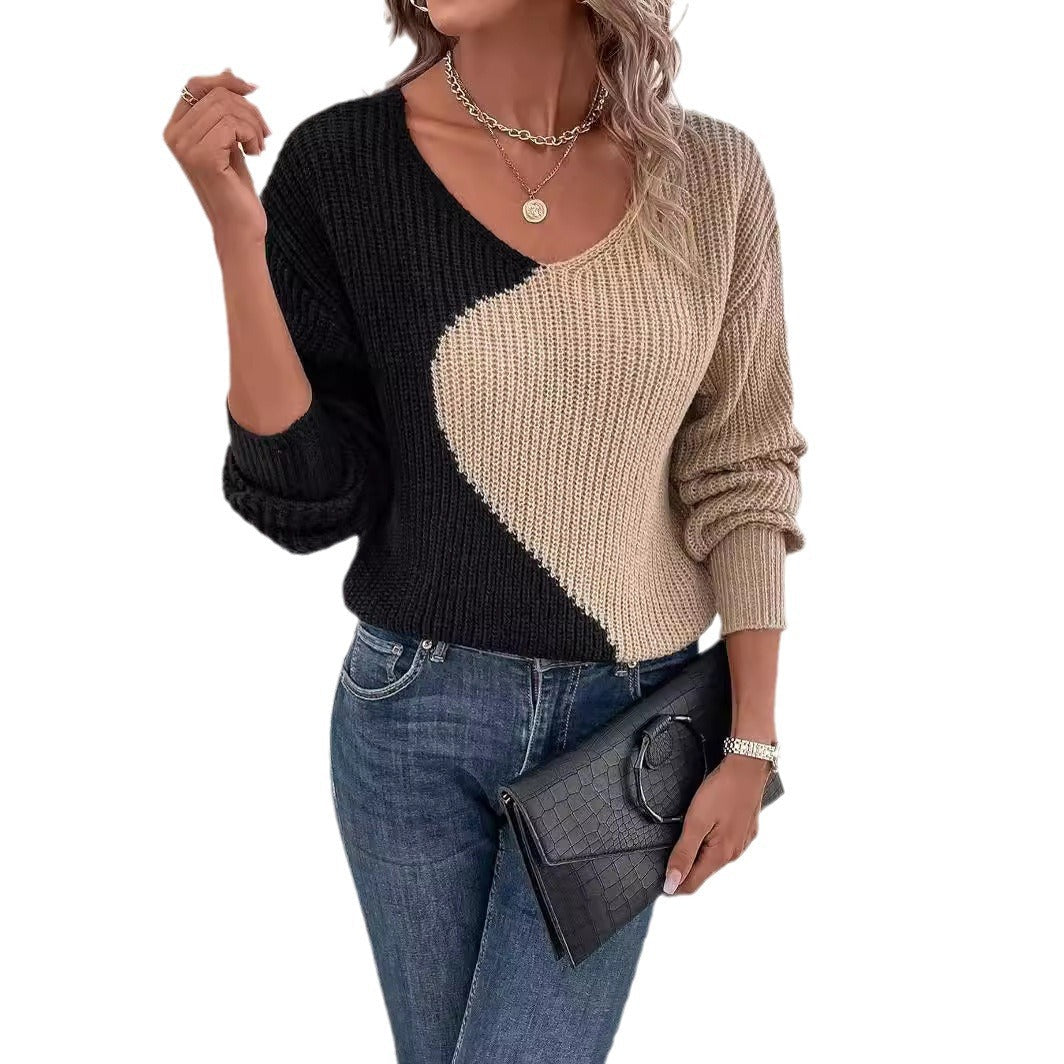 Damestrui met V-hals en Colorblock-design Lizzy