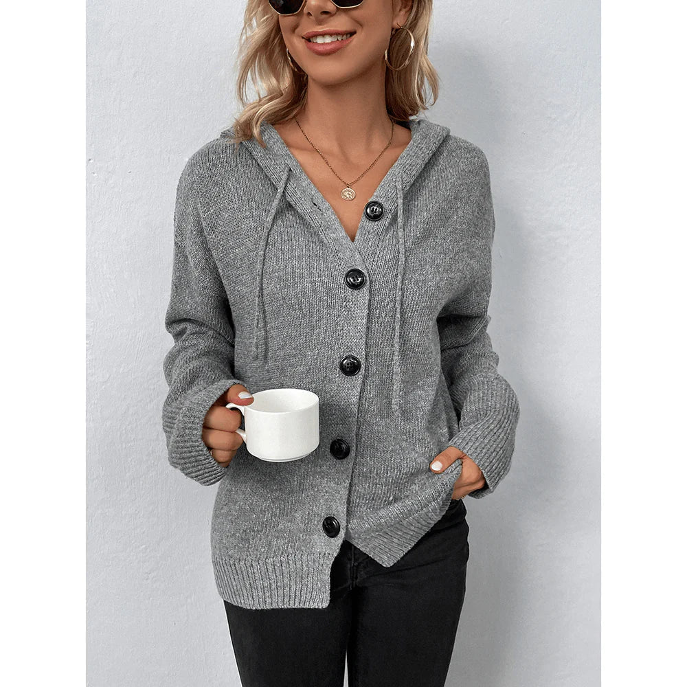 Dames Vest met Capuchon en Knopen