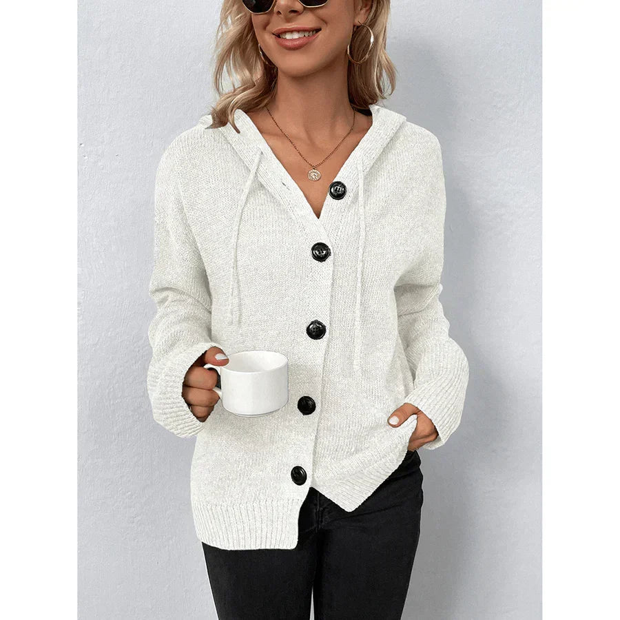 Dames Vest met Capuchon en Knopen