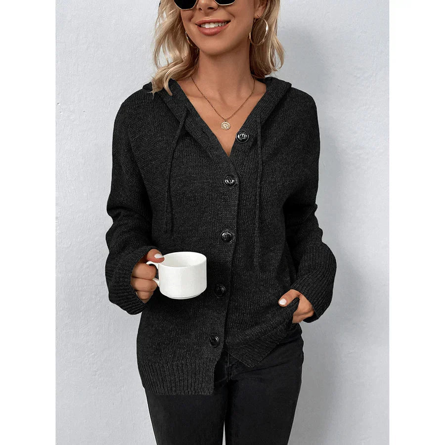 Dames Vest met Capuchon en Knopen