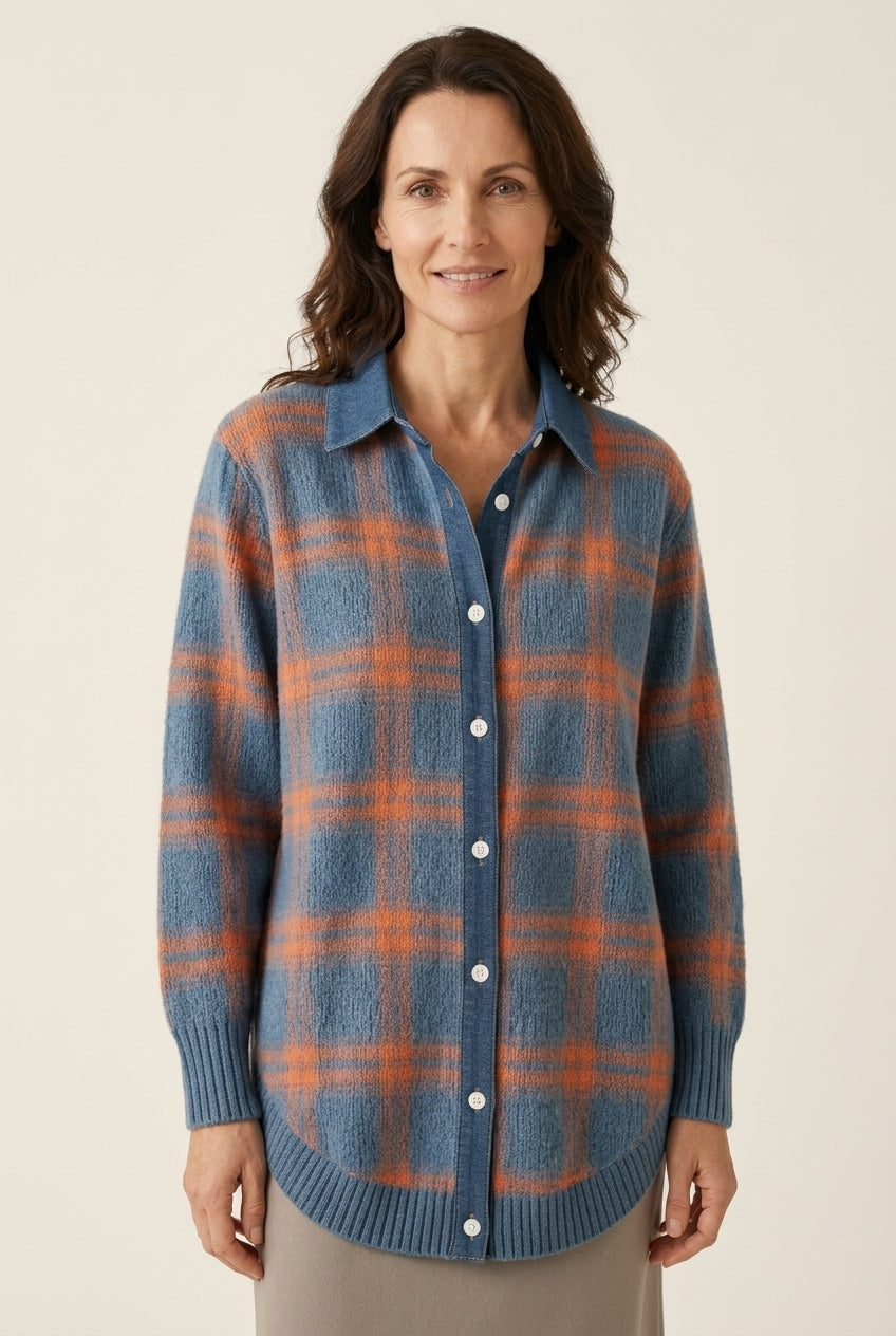 Damesvest Lang met Knoopsluiting en Kunstleren Details Lizzy