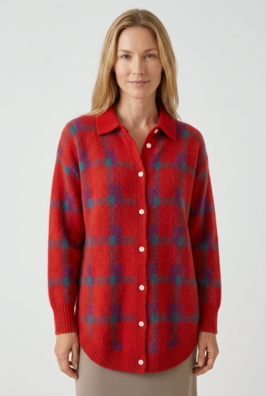 Damesvest Lang met Knoopsluiting en Kunstleren Details Lizzy
