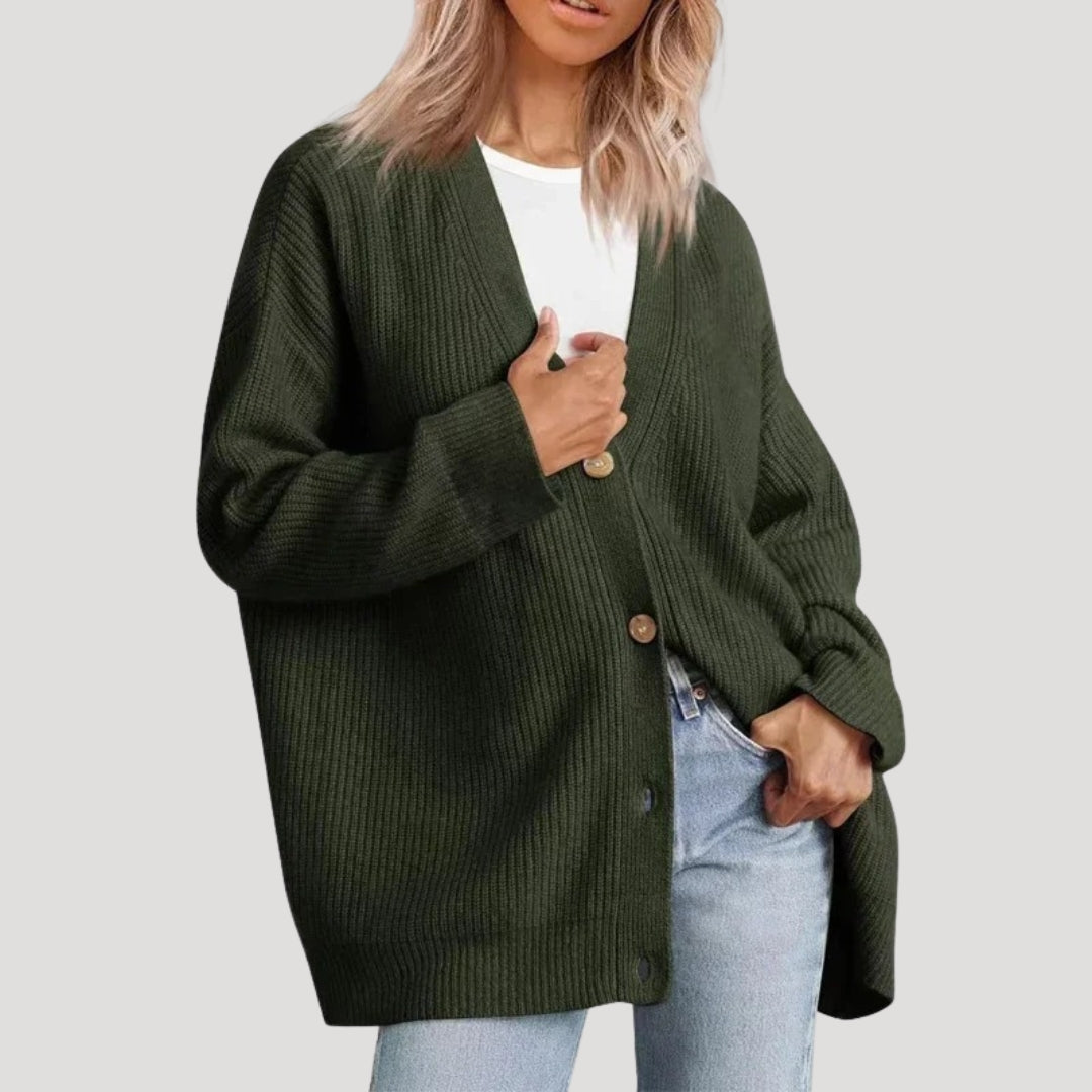 Damesvest Oversized met V-hals en Knoopsluiting Lizzy