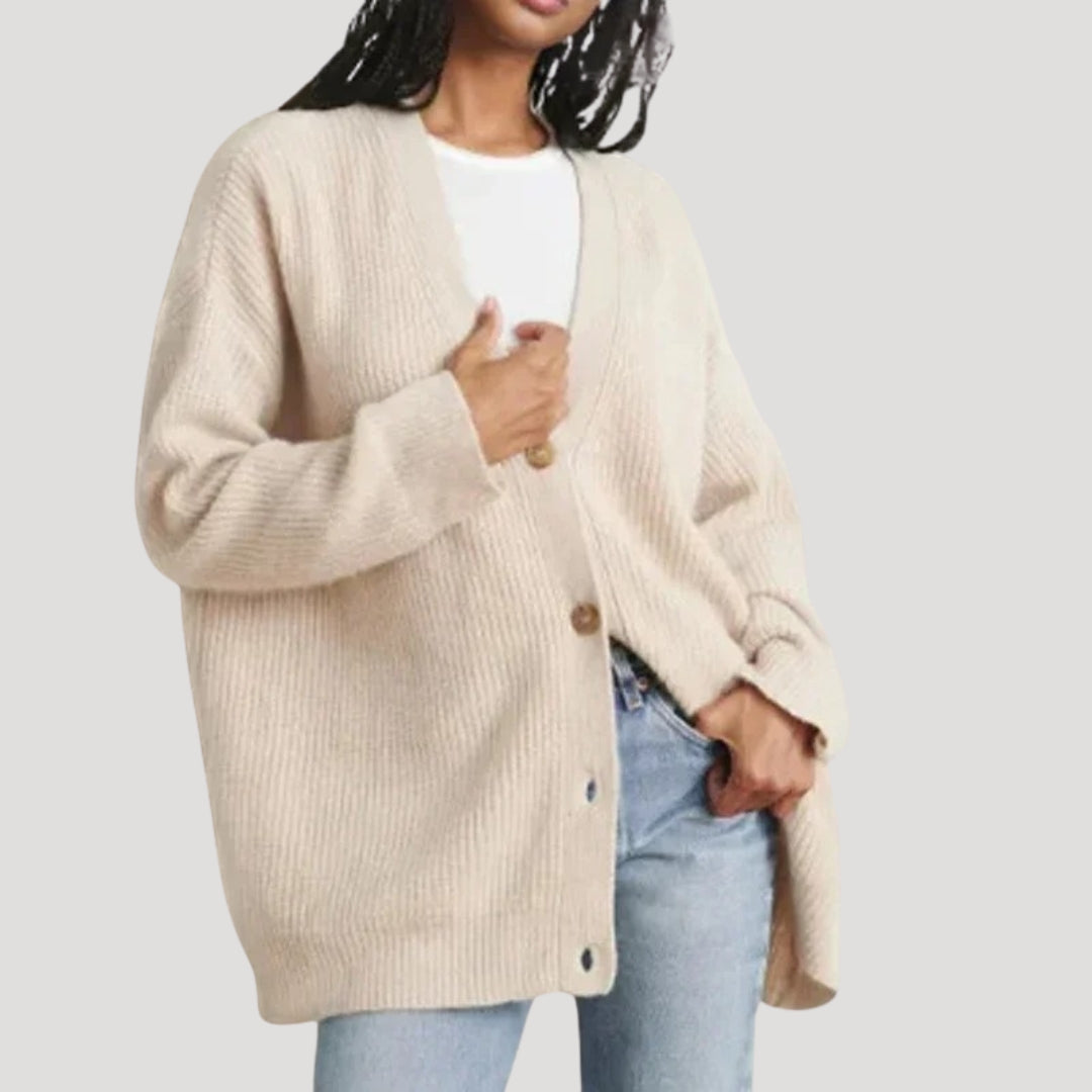 Damesvest Oversized met V-hals en Knoopsluiting Lizzy