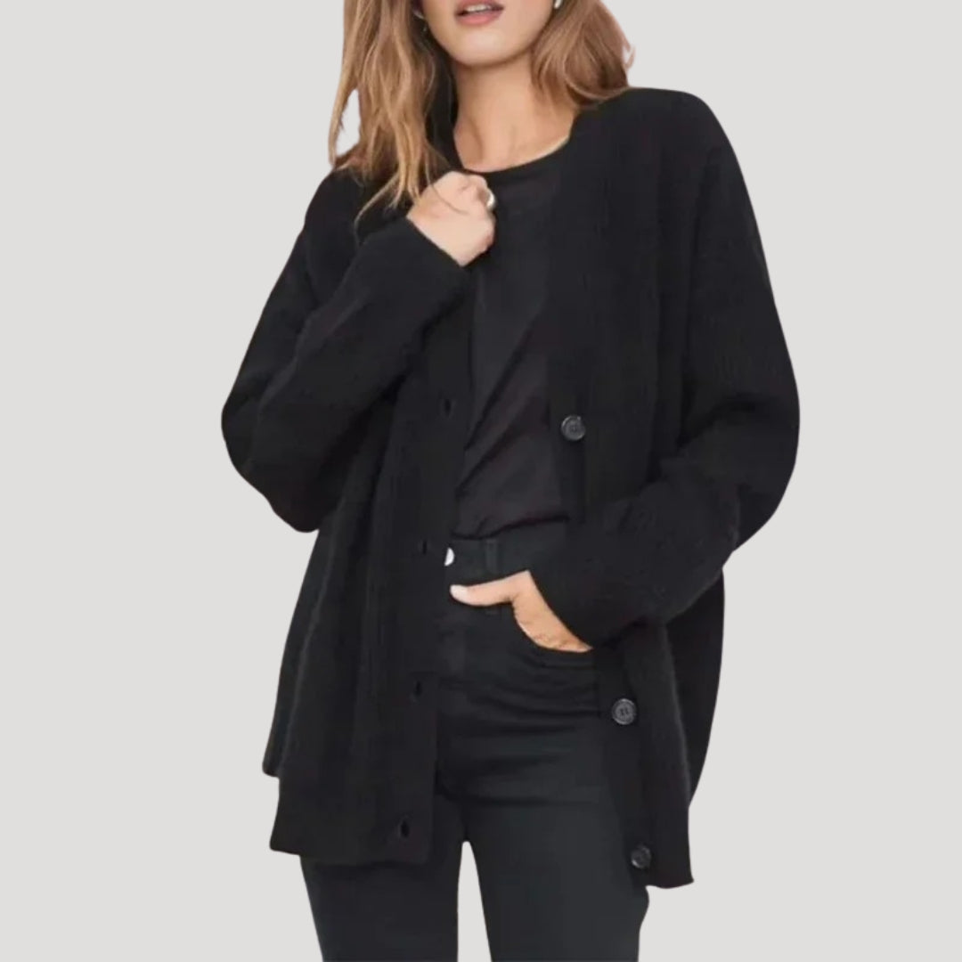 Damesvest Oversized met V-hals en Knoopsluiting Lizzy