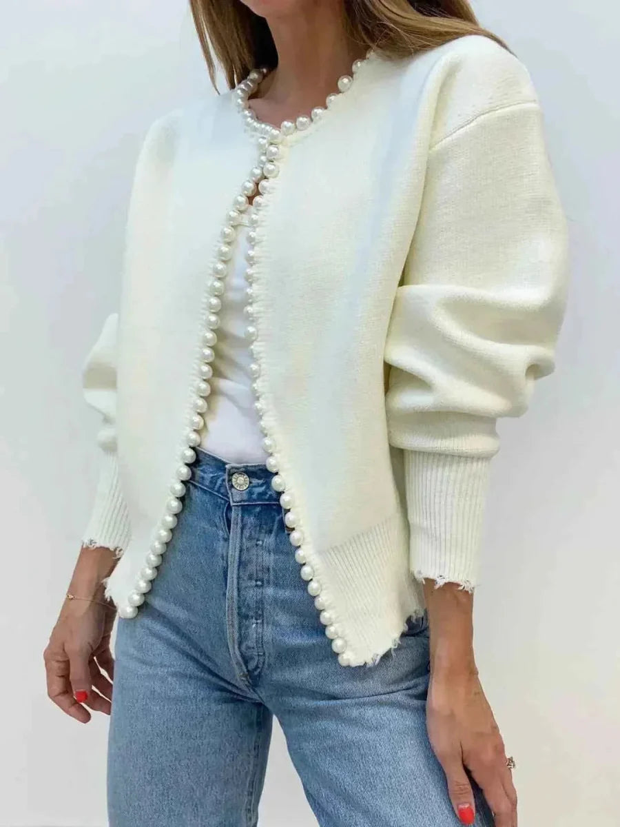 Damesvest met Open Voorkant en Parelrand Lizzy
