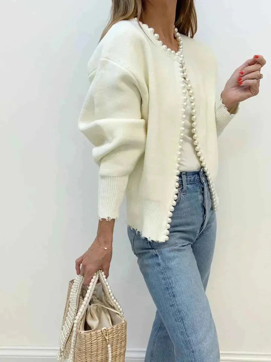 Damesvest met Open Voorkant en Parelrand Lizzy