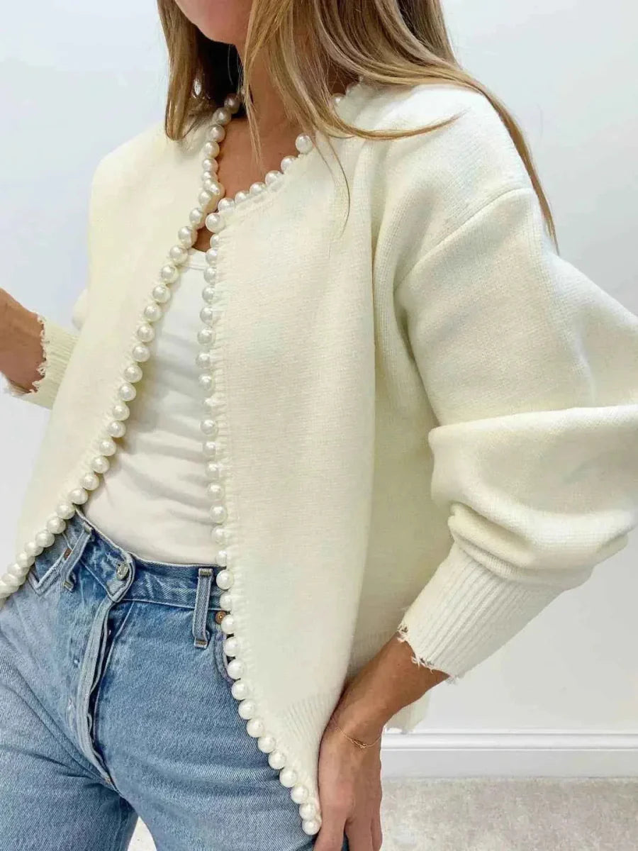 Damesvest met Open Voorkant en Parelrand Lizzy