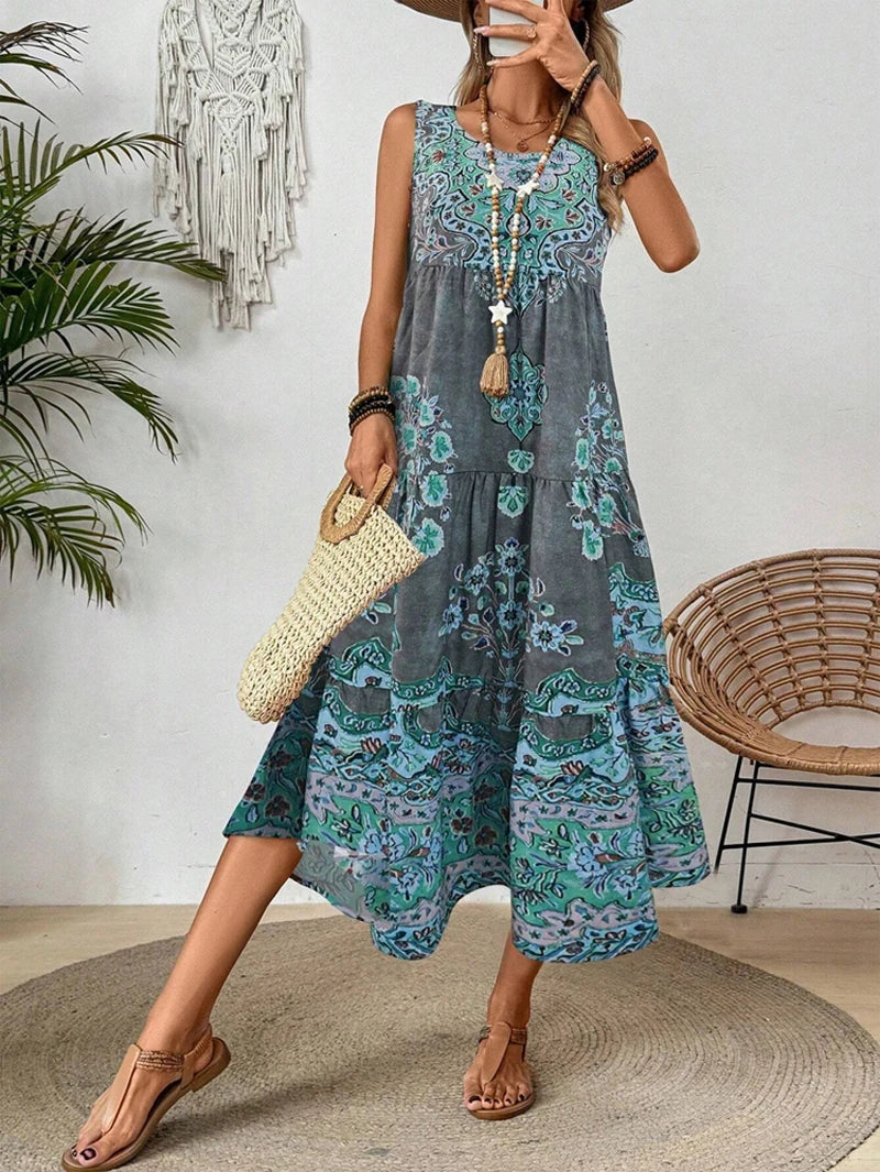 Dameszomerjurk Mouwloos met Ronde Hals Lizzy
