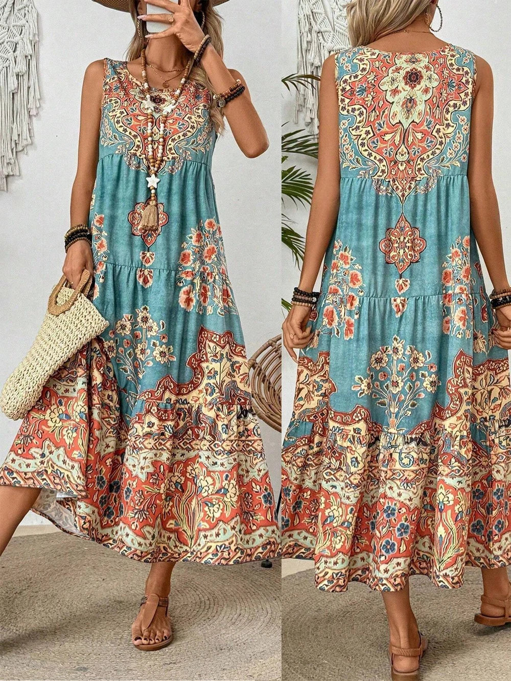 Dameszomerjurk Mouwloos met Ronde Hals Lizzy