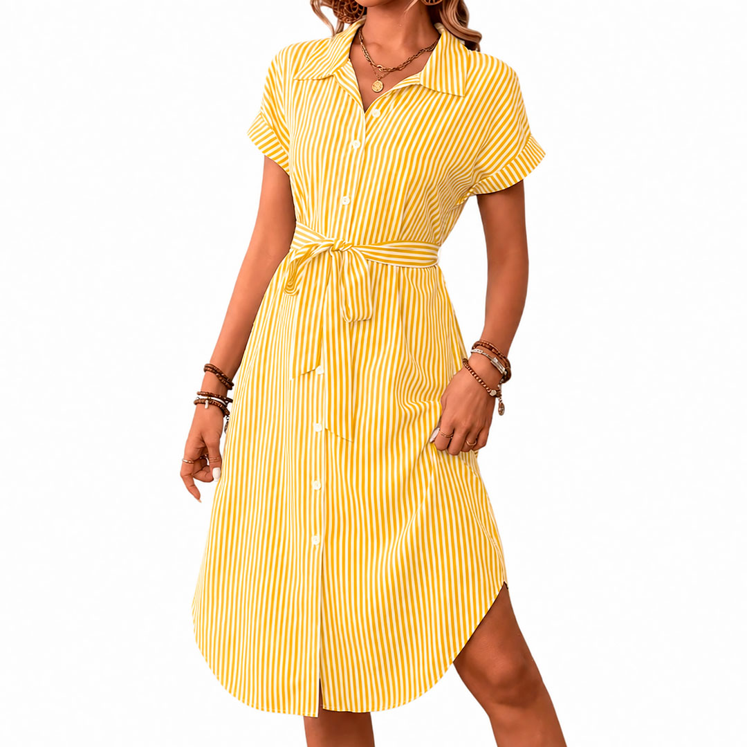 Midi-Shirtjurk Dames met Knoopsluiting en Riem Lizzy