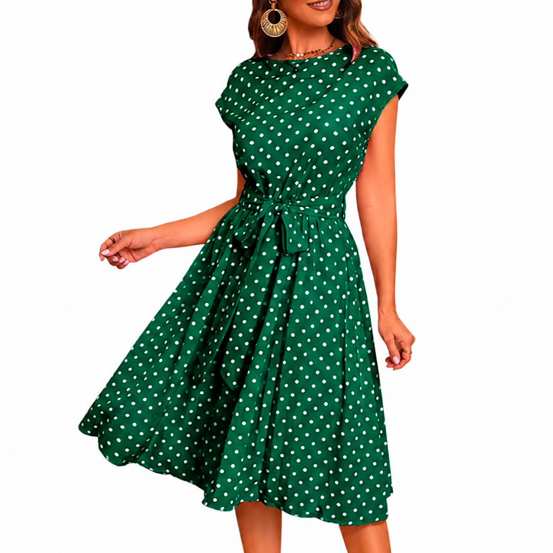 Midi-jurk Dames met Stippen en Riem Lizzy