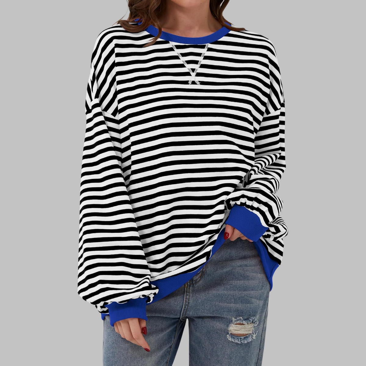Dames Gestreepte Oversized Sweater