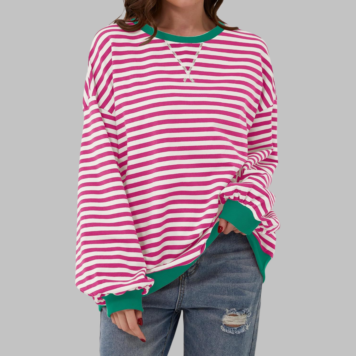 Dames Gestreepte Oversized Sweater