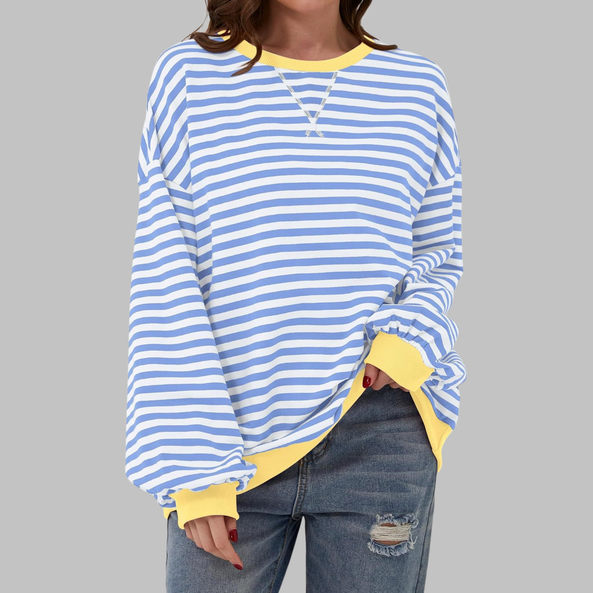 Dames Gestreepte Oversized Sweater