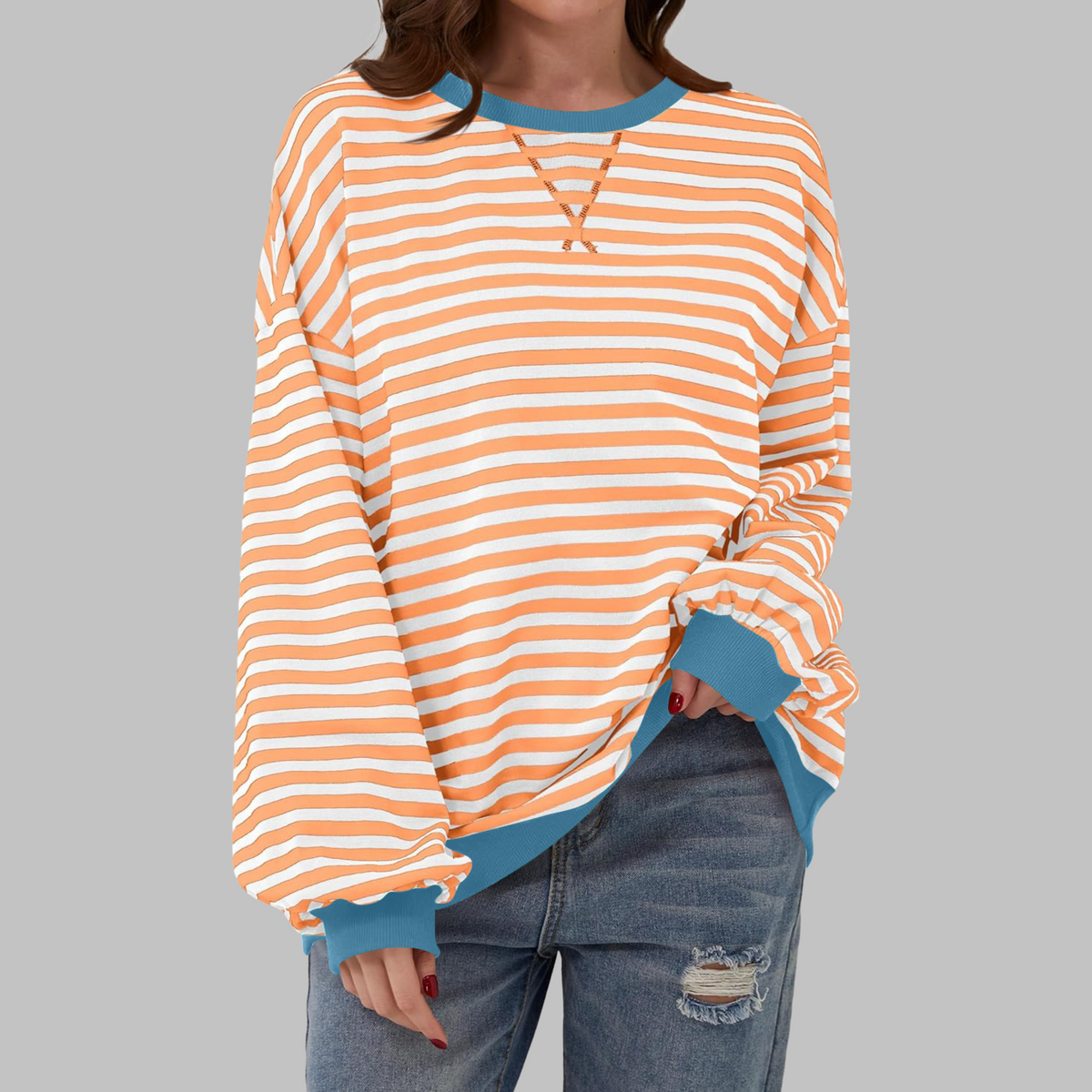 Dames Gestreepte Oversized Sweater