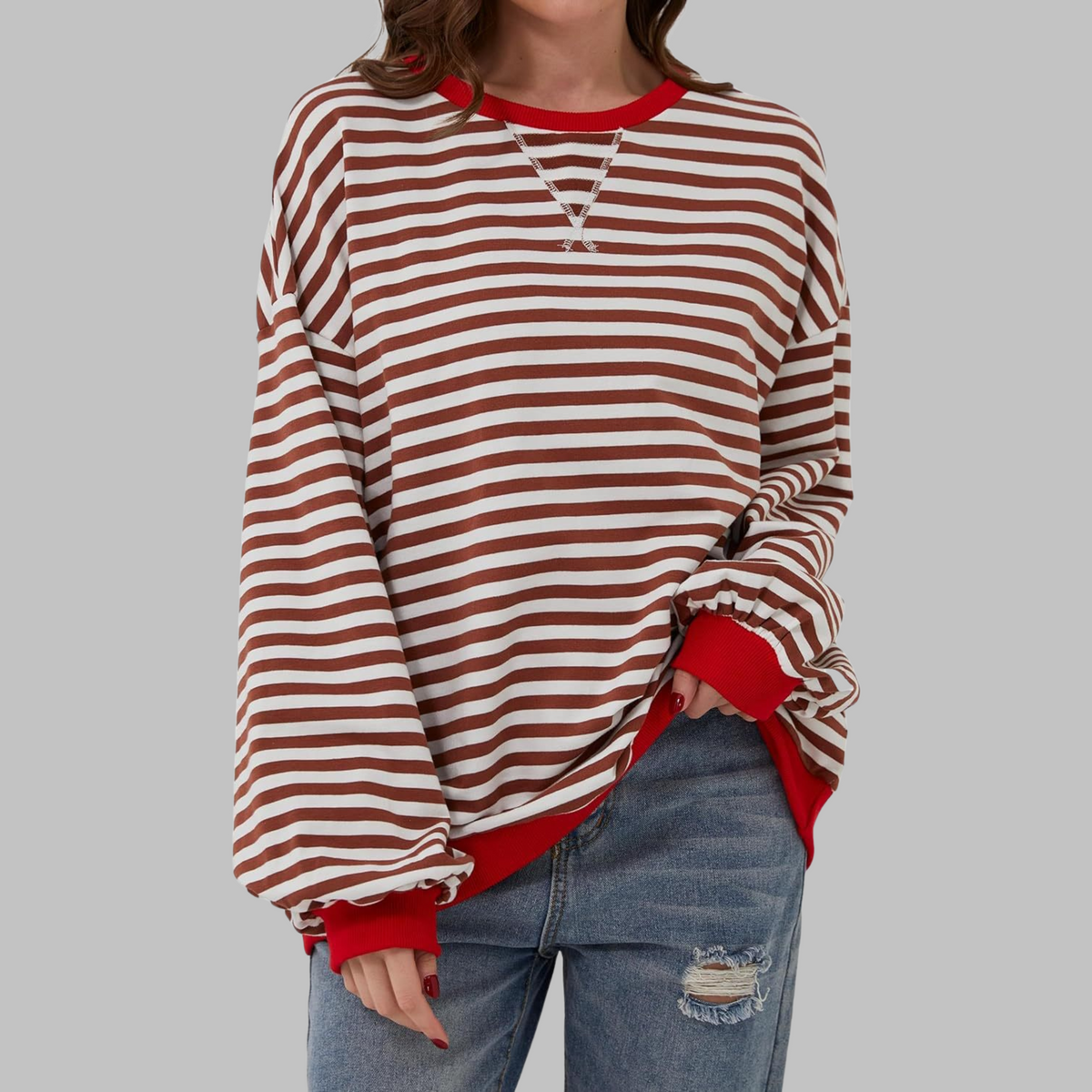 Dames Gestreepte Oversized Sweater