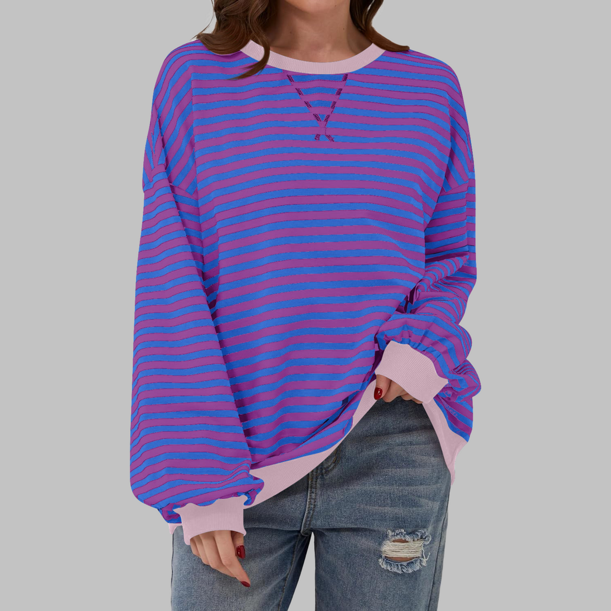 Dames Gestreepte Oversized Sweater