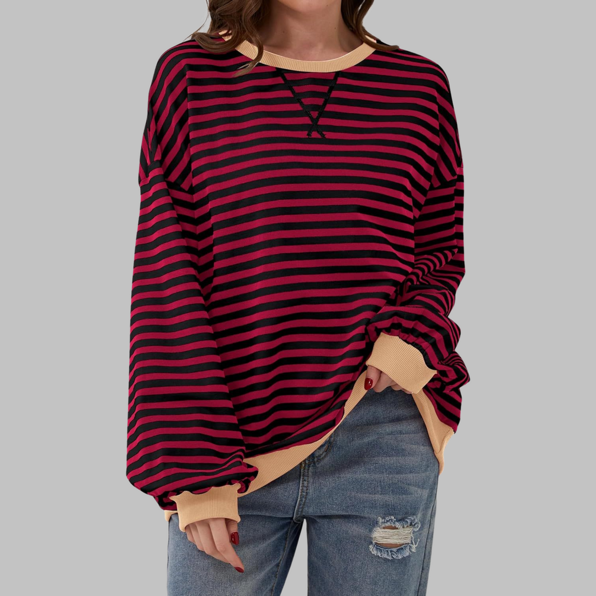 Dames Gestreepte Oversized Sweater