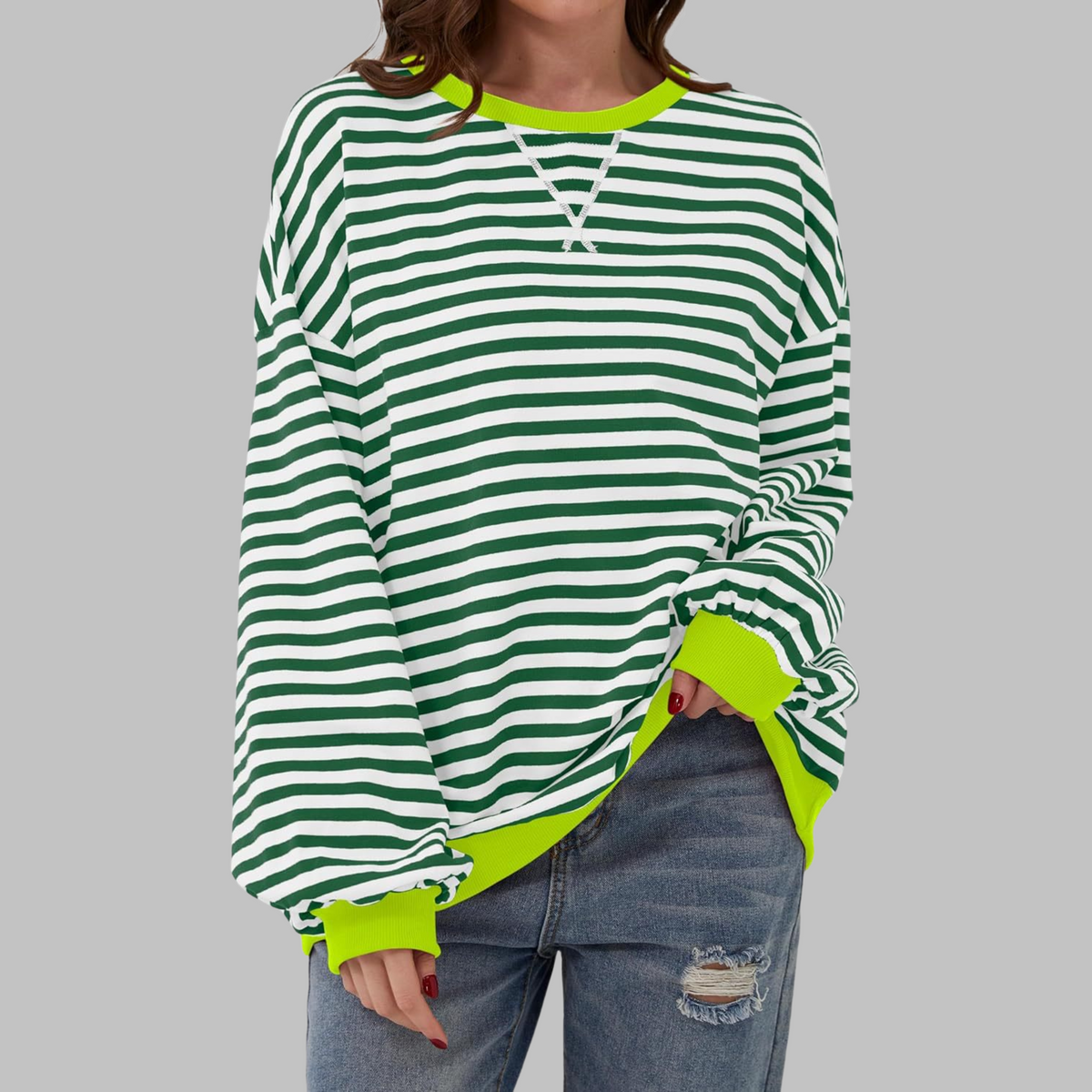 Dames Gestreepte Oversized Sweater