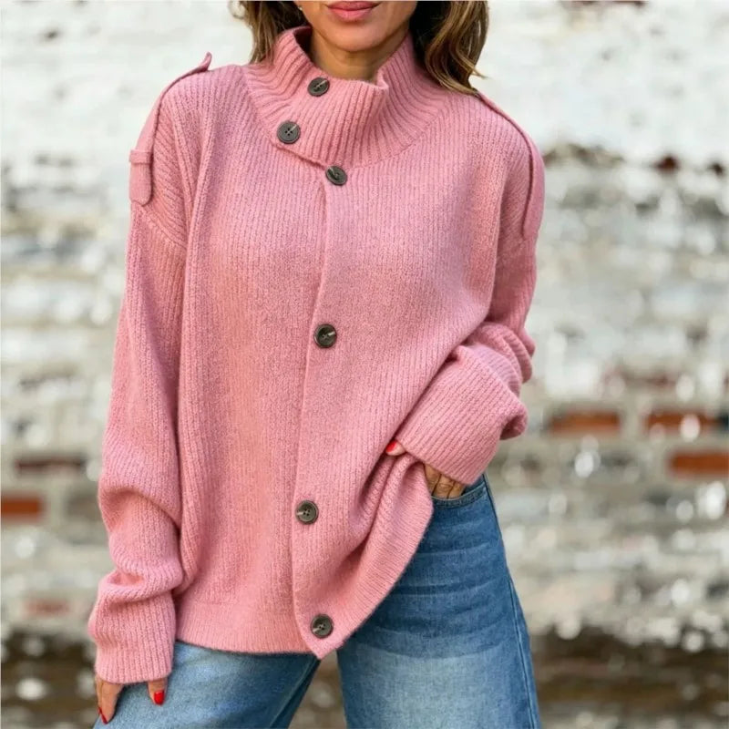 Dames Kort Vest met Hoge Hals en Knoopsluiting