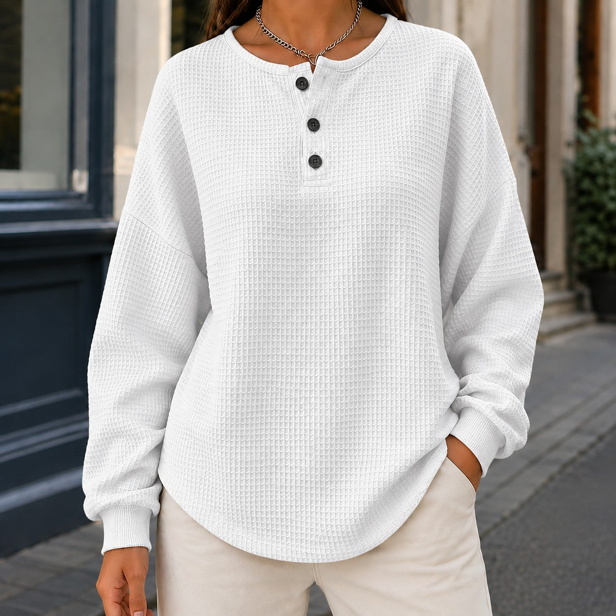 Dames Oversized Wafel Trui