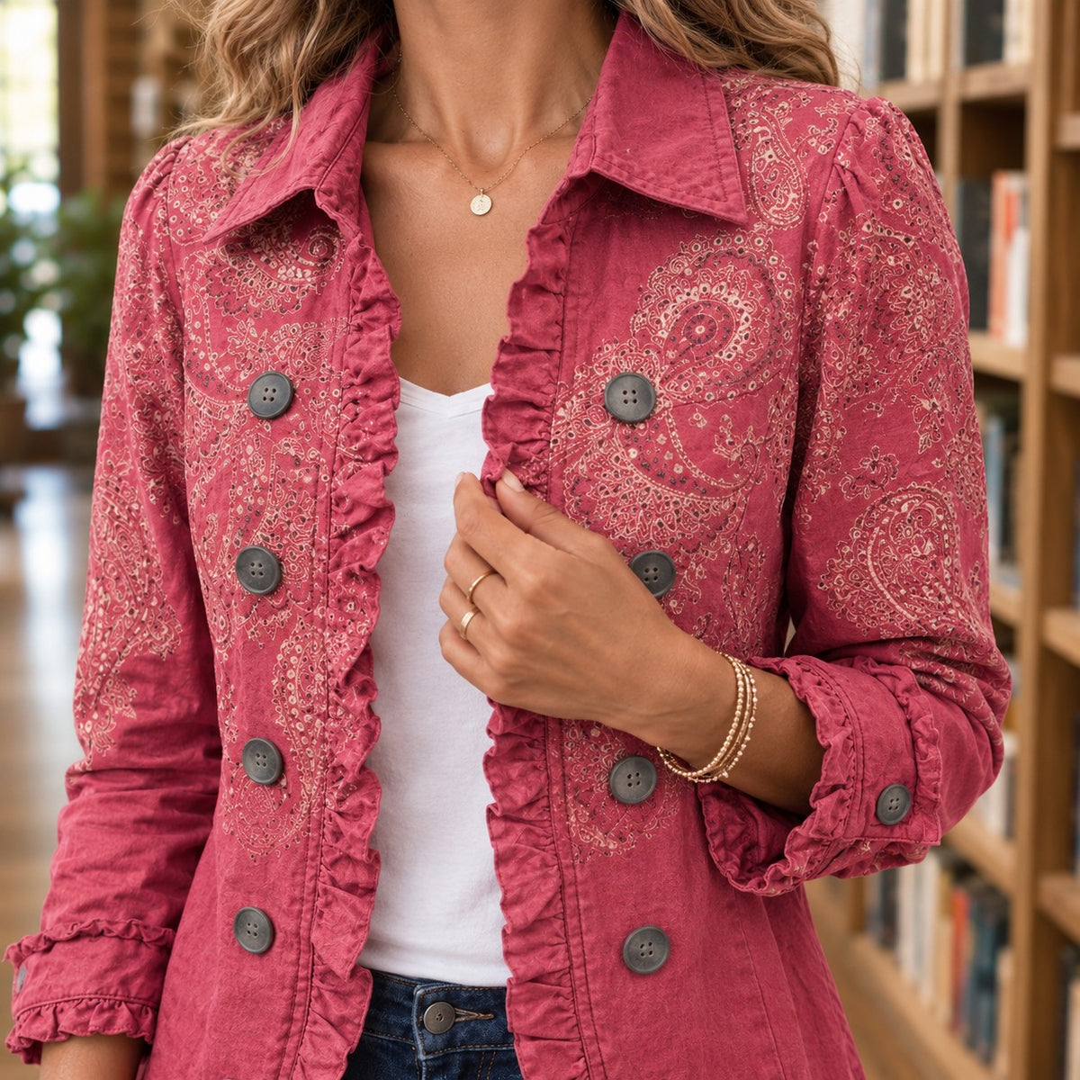 Dames Paisley Jasje met Knopen