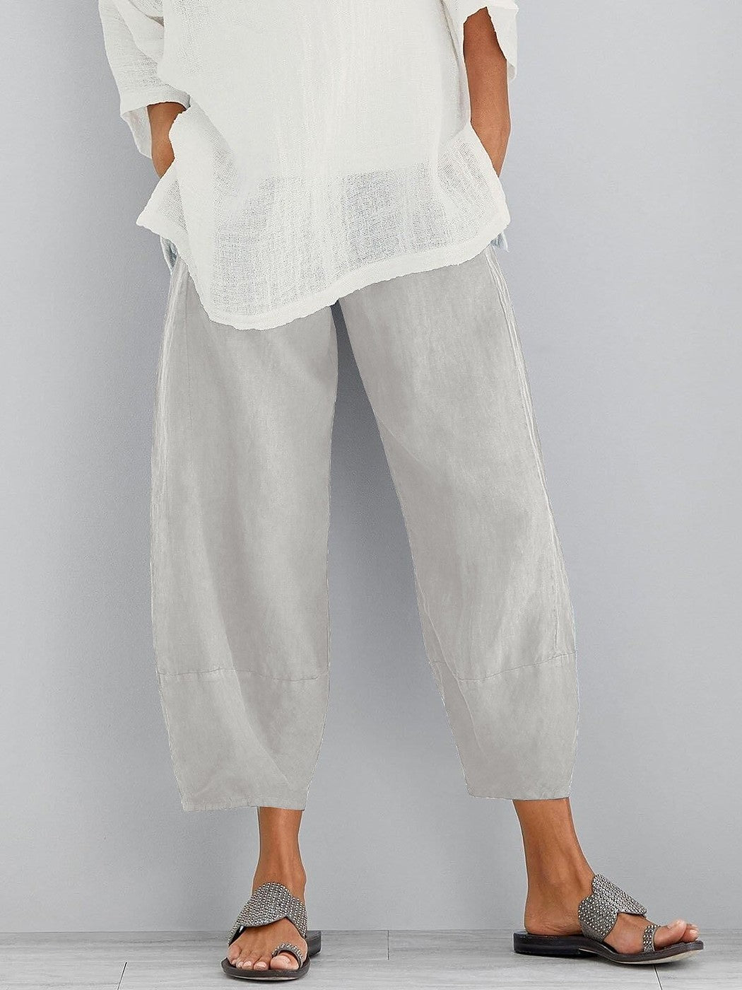 Dames Cropped Broek met Elastische Taille