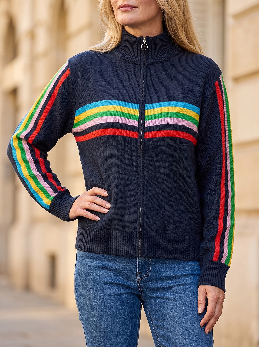 Damesvest met Ritssluiting en Hoge Col