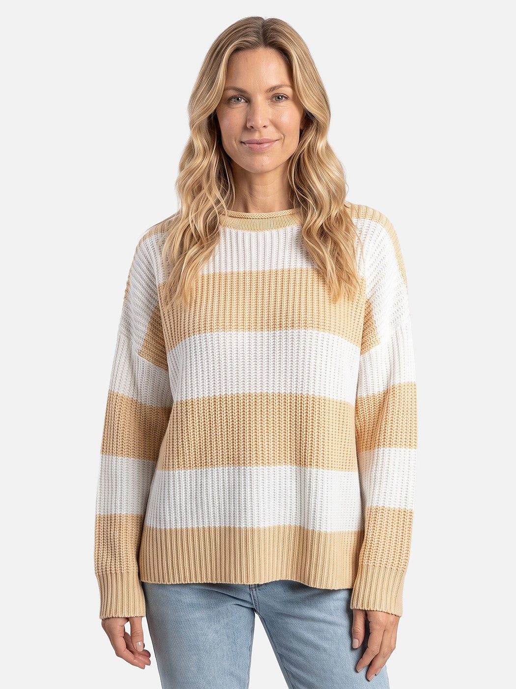 Dames Oversized Gestreepte Trui met Ronde Hals
