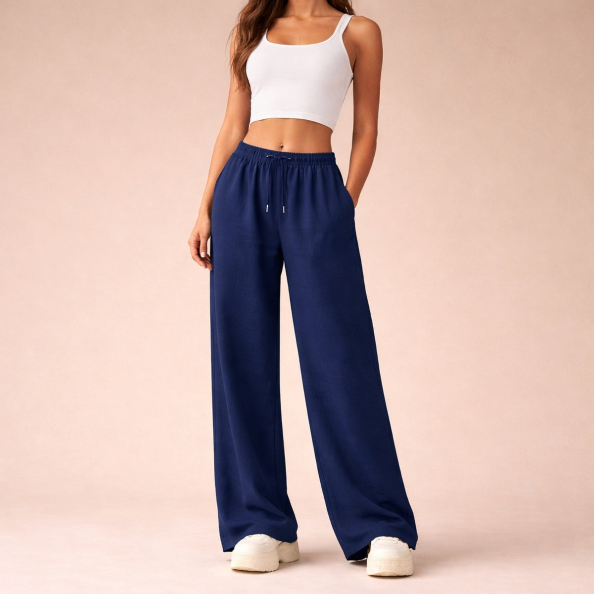 Dames Wijde Broek met Elastische Taille