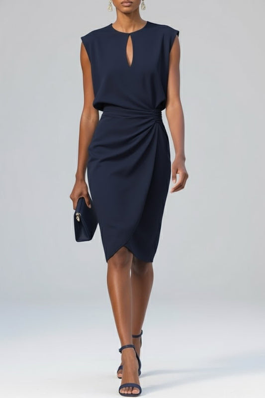 Dames Mouwloze Midi Jurk met Ruches