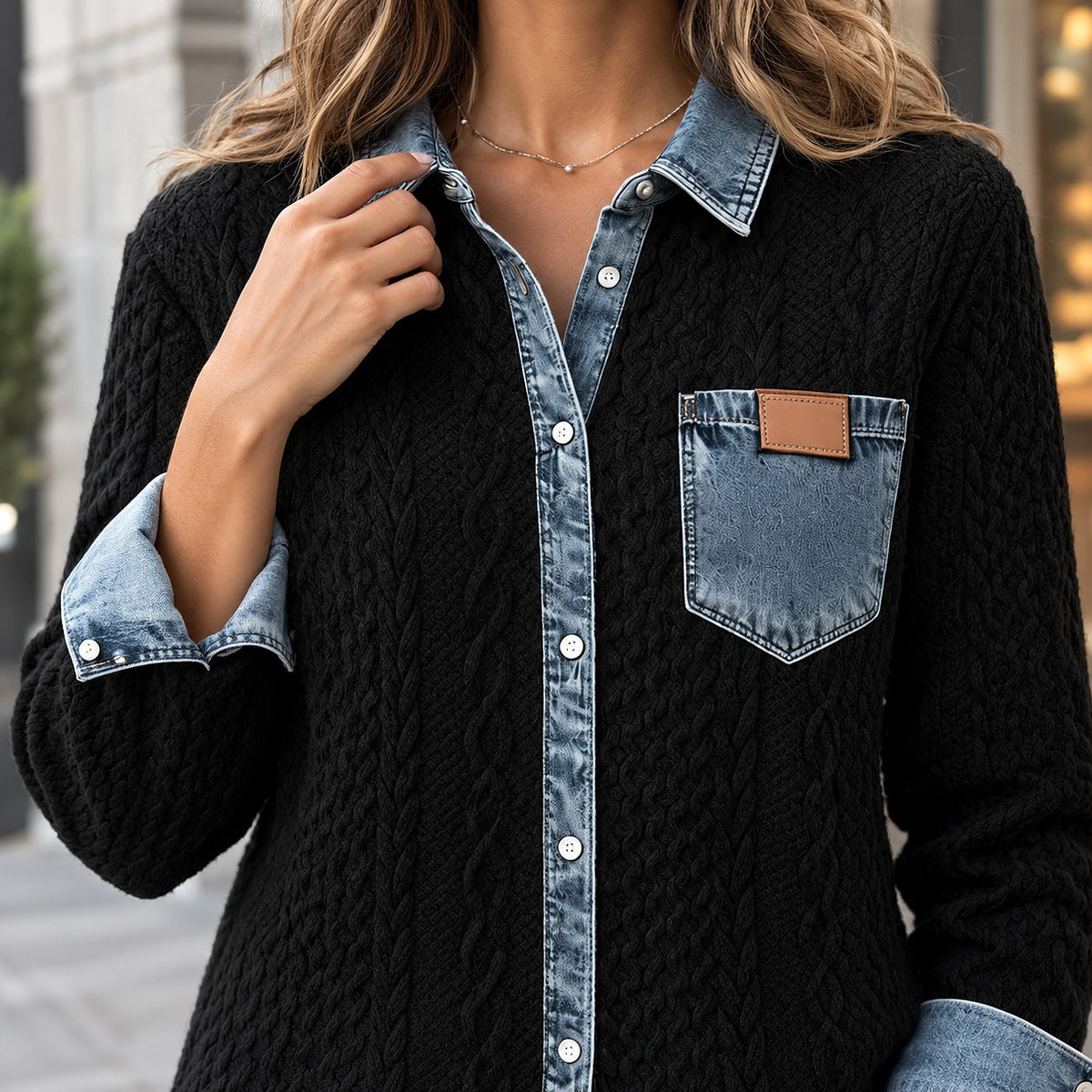 Dames Gebreid Overshirt met Knopen en Zak