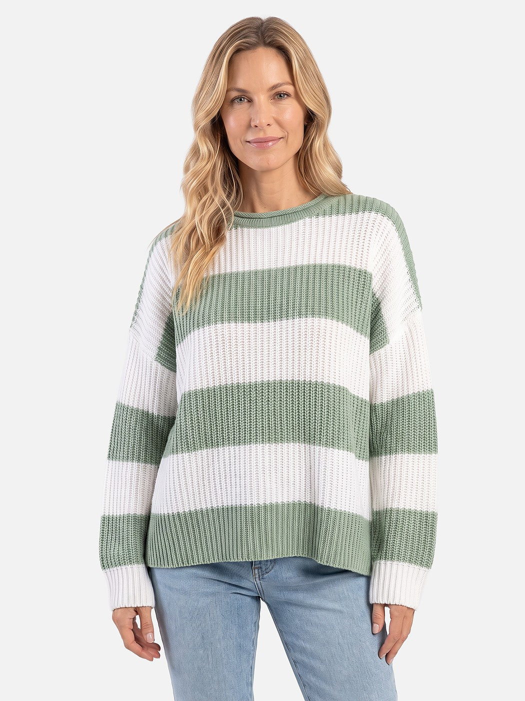 Dames Oversized Gestreepte Trui met Ronde Hals