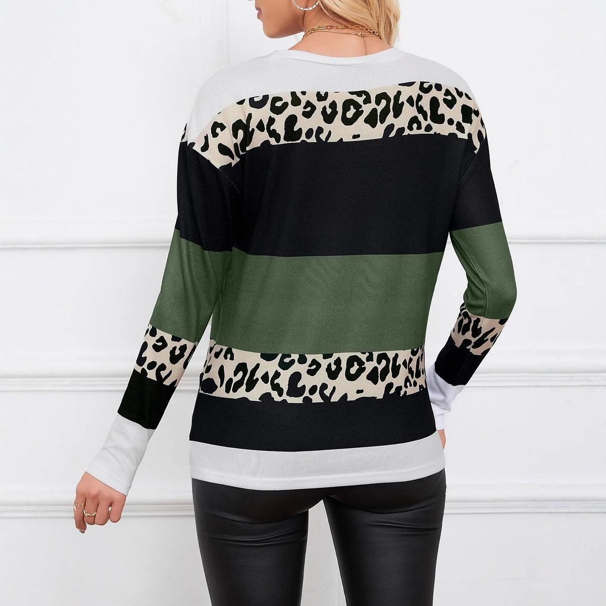 Dames Blouse met Luipaardprint en Kleurblokken