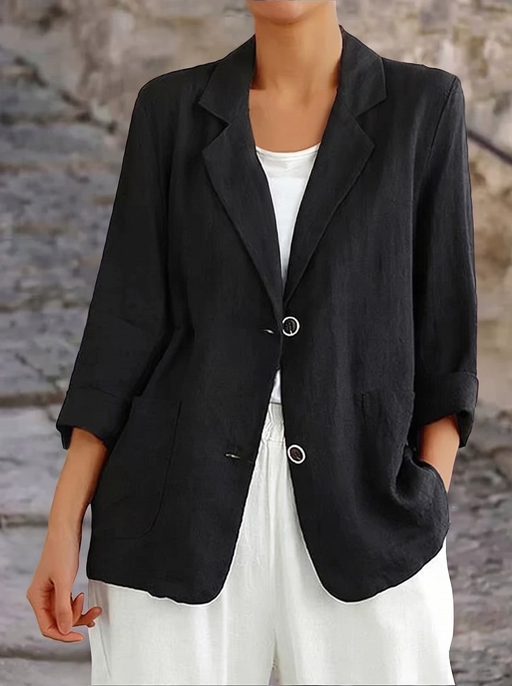 Damesblazer Casual met Zakken en Knopen