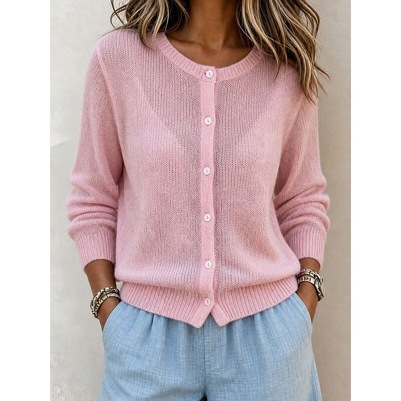 Dames Kort Roze Vestje met Knopen