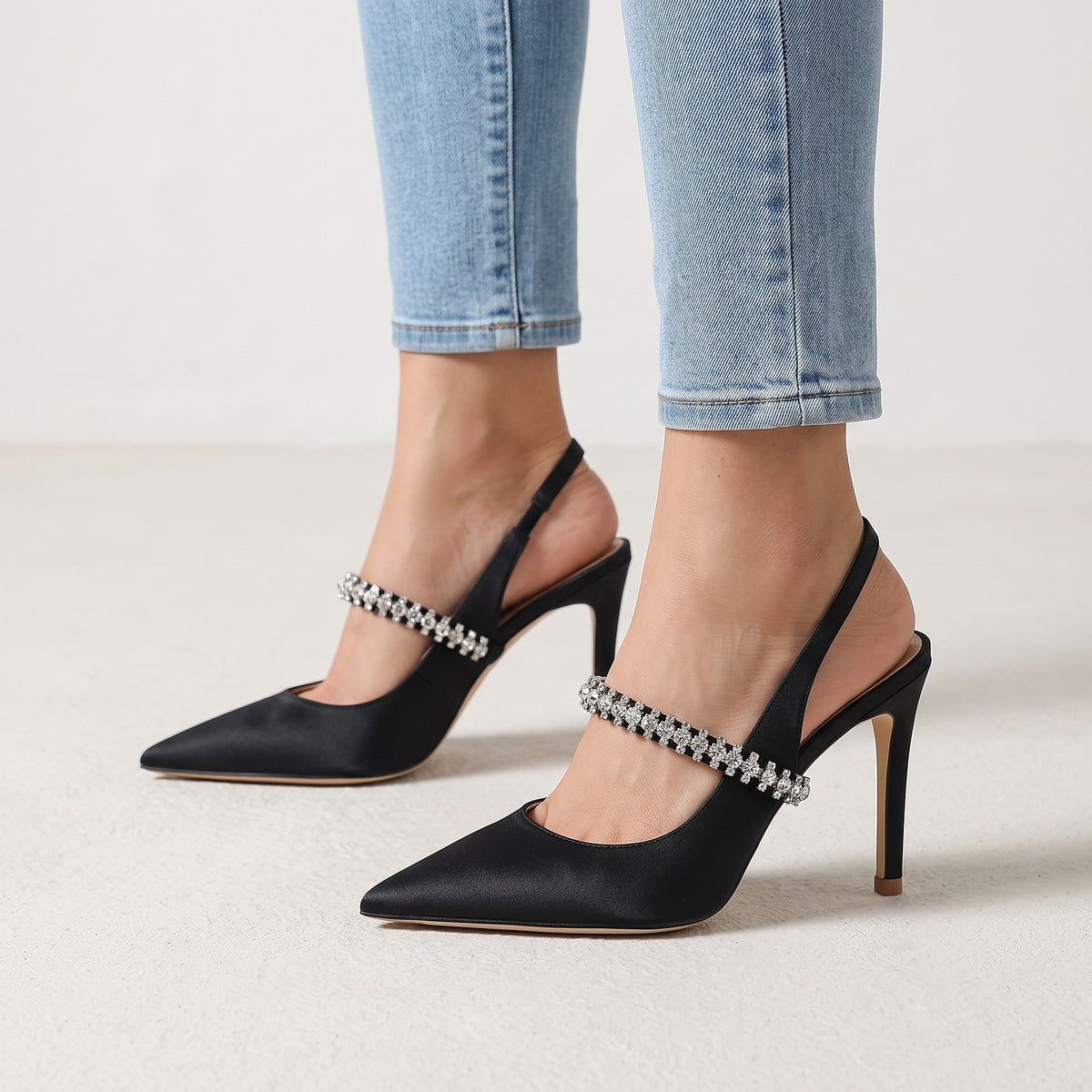 Dames Satijn Look Slingback Pumps met Naaldhak