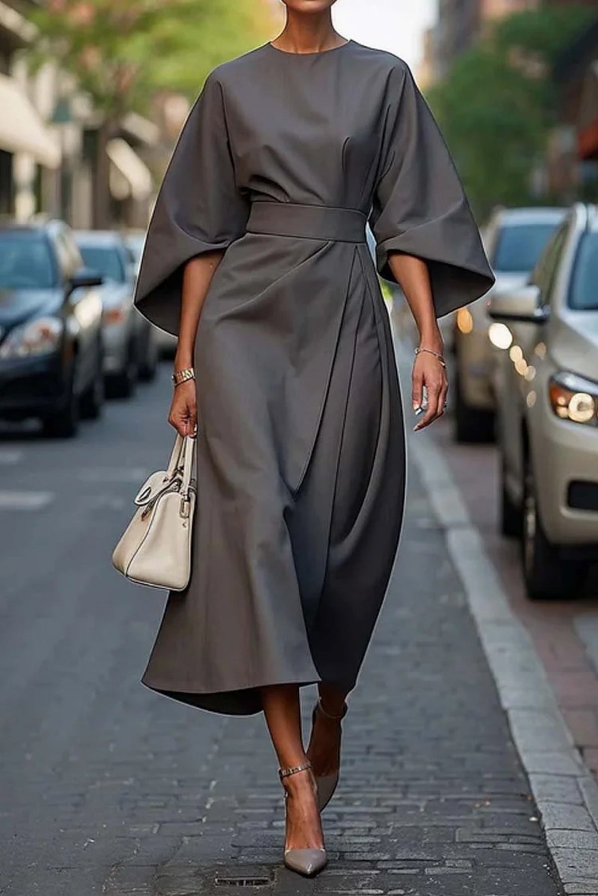 Dames Midi Wikkeljurk met Riem