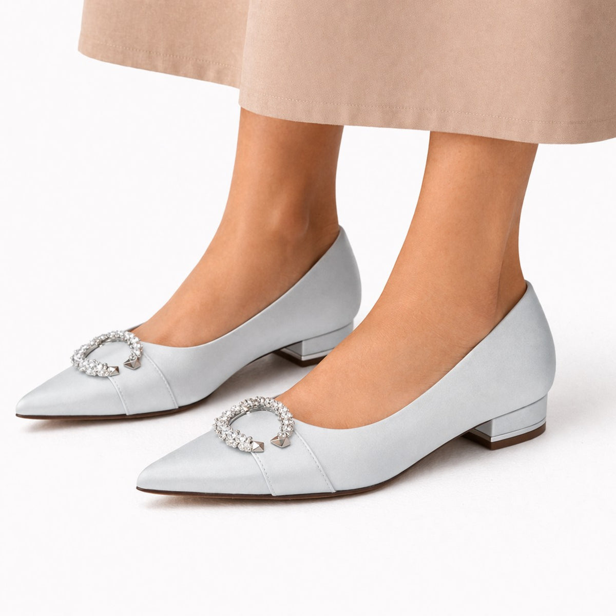 Dames Puntige Ballerina's met Strass Gesp