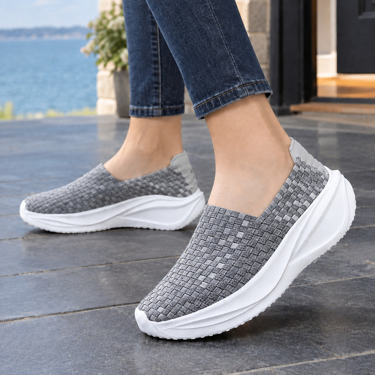 Dames Gevlochten Sleehak Sneakers