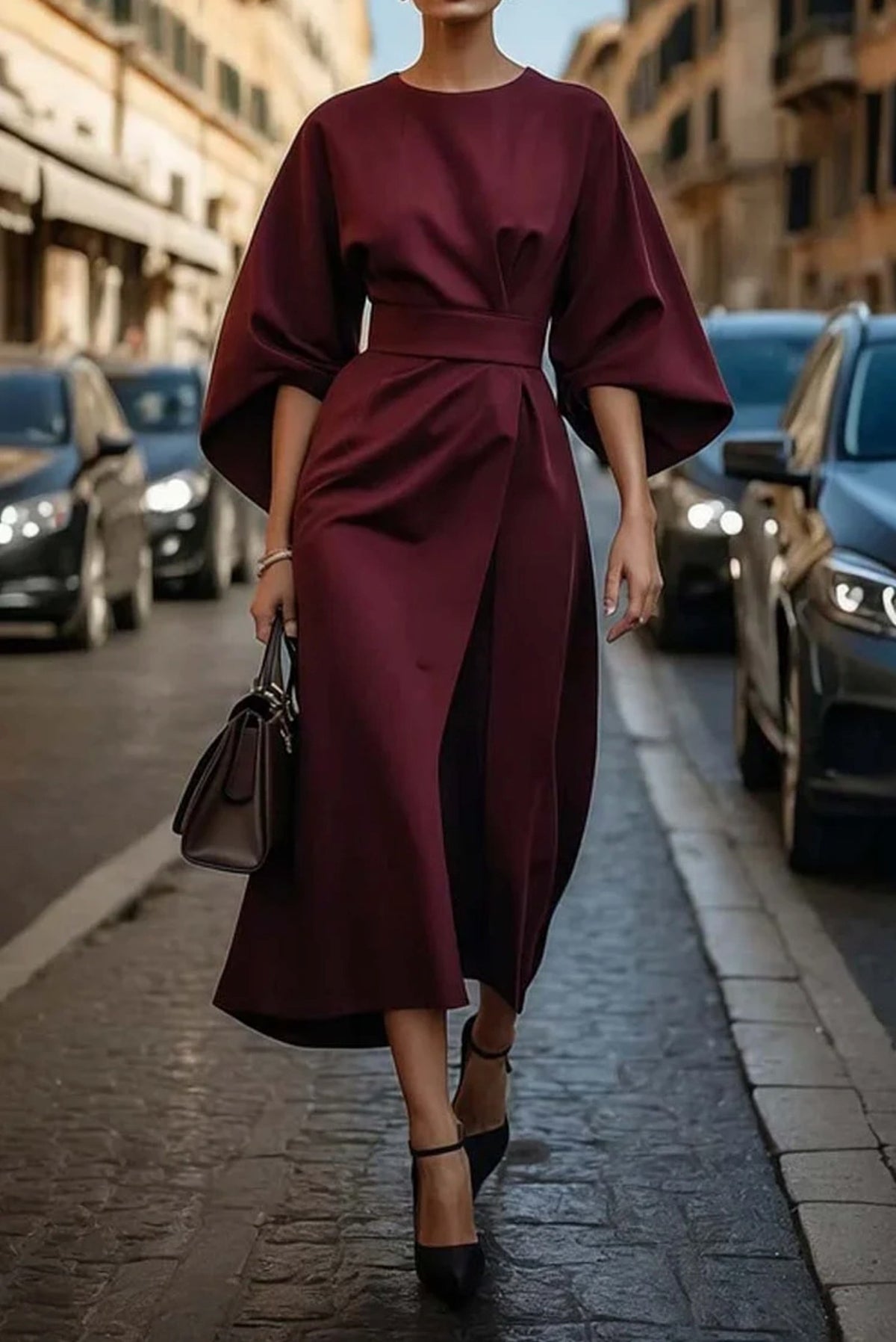 Dames Midi Wikkeljurk met Riem