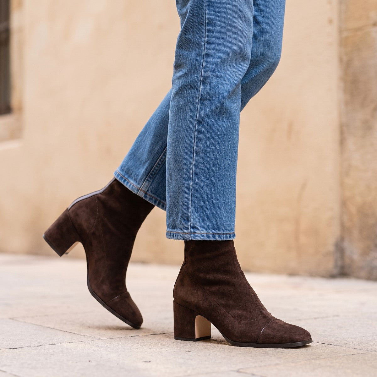 Dames Suede Look Laarsjes met Blokhak