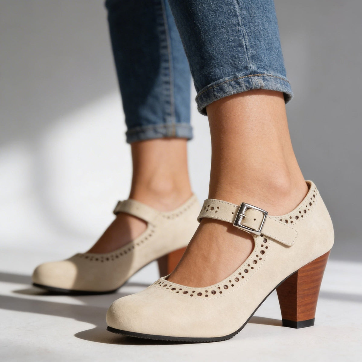 Dames Mary Jane Pumps van Suèdine