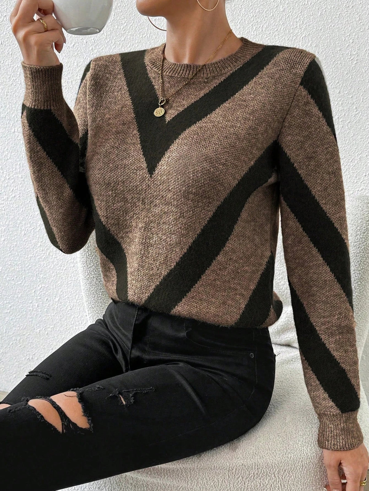 Dames Trui met Geometrisch Patroon