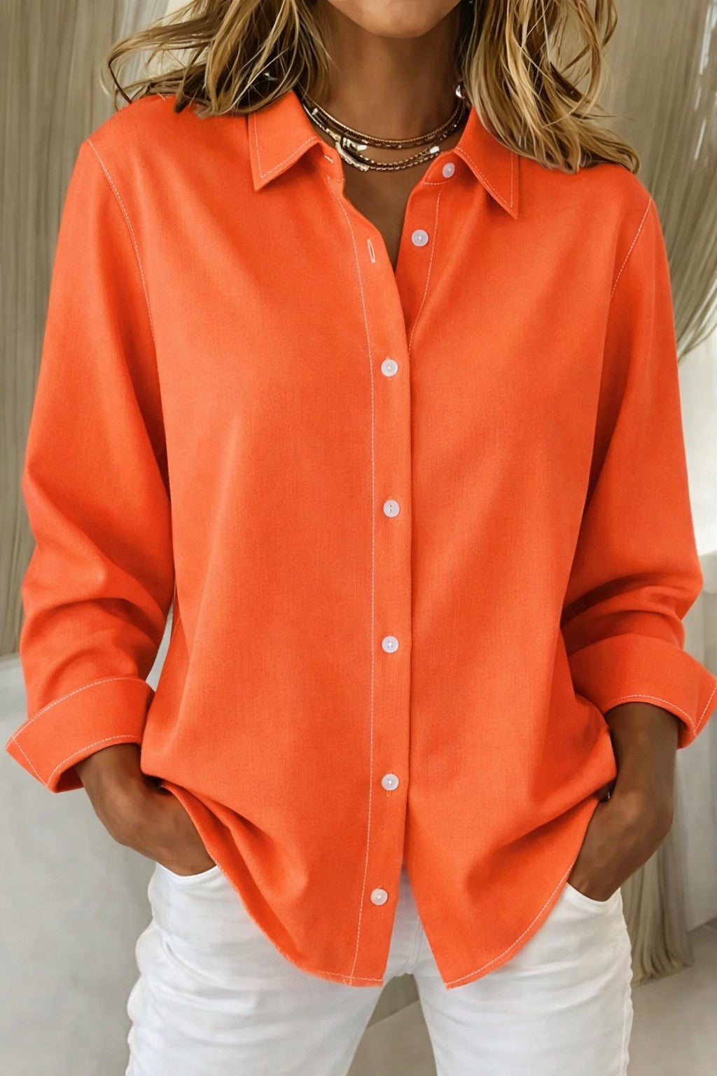 Damesblouse met Lange Mouwen en Kraag